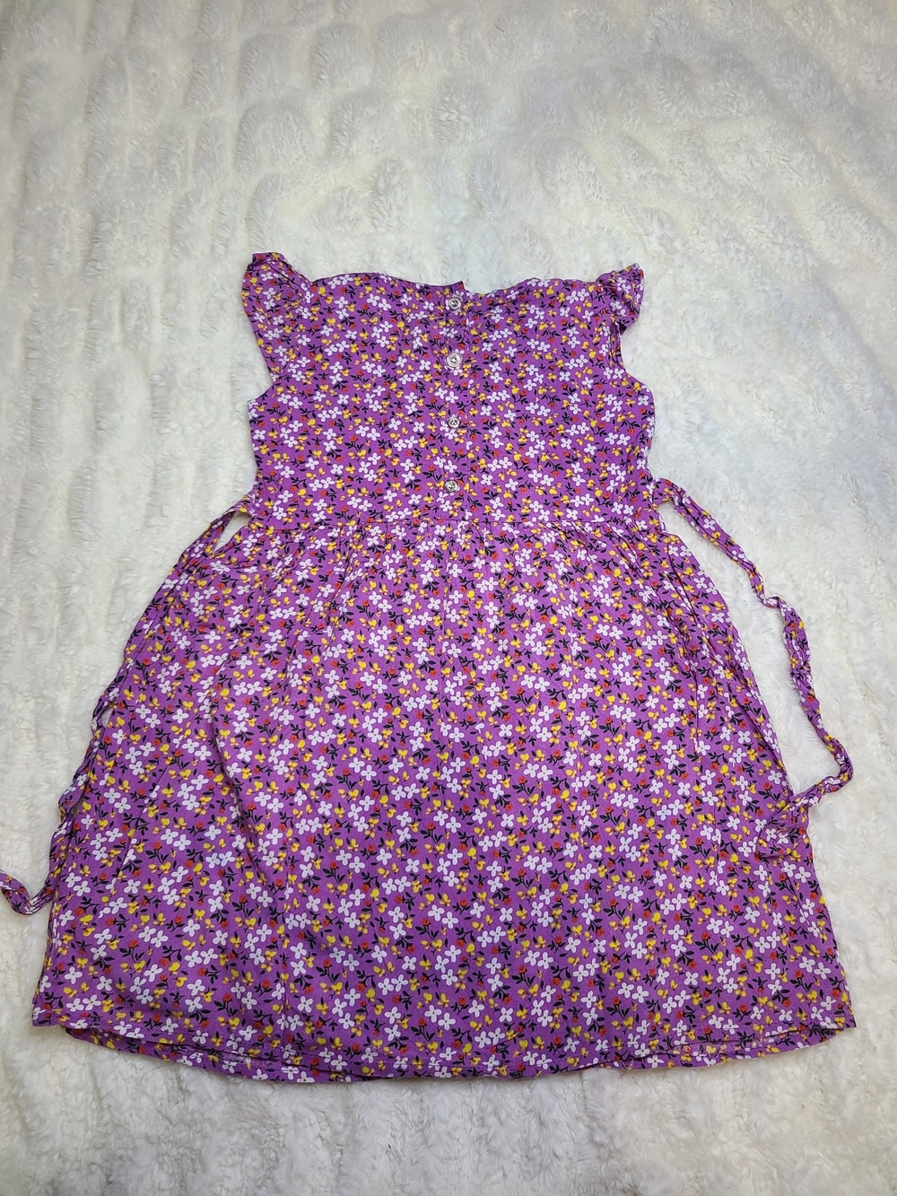 Mango Purple Floral Tie-Waist Sundress for Kids